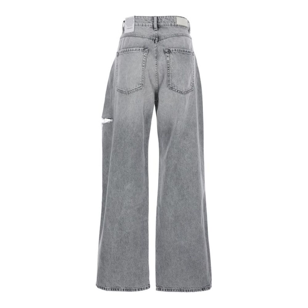 Icon Denim Grey High Waisted Jeans With Ripped Details In Denim Woman - Picture 2 of 3